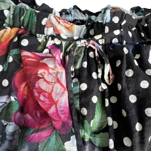 Johnny Was Workshop Size L Polkalona Floral Paperbag Shorts Boho Chic Cotton - Picture 8 of 13
